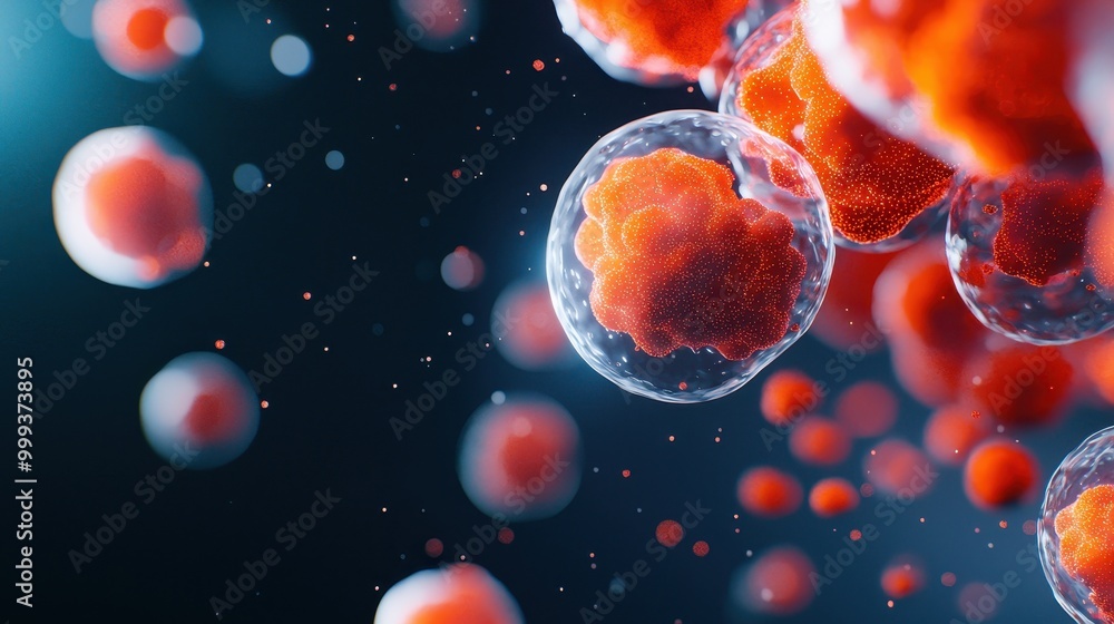 Close-up view of colorful molecular cells in a dark background. Close-up view of colorful molecular cells in a dark background.
