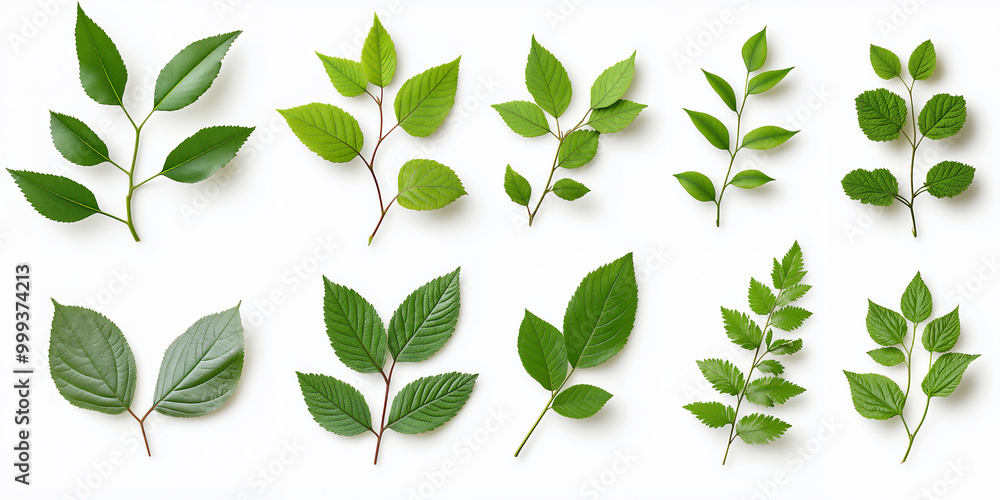 Variety of green leaves Variety of green leaves