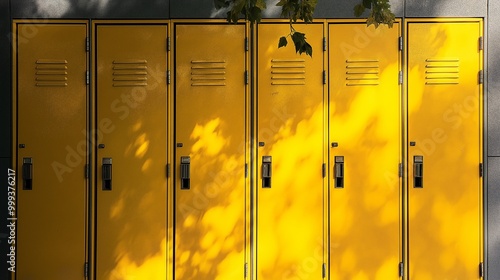 Wallpaper Mural A row of locked yellow school lockers Torontodigital.ca