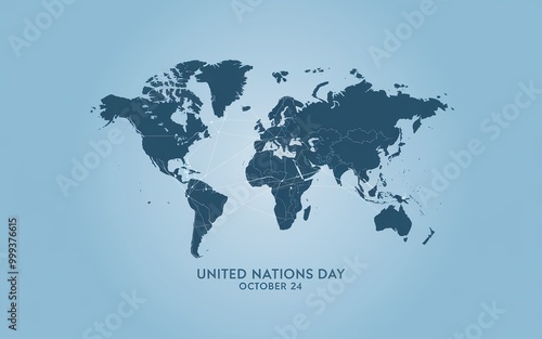 World Map Highlighting United Nations Day October 24 photo