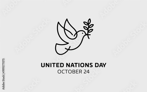 United Nations Day October 24 Emblem with Peace Dove