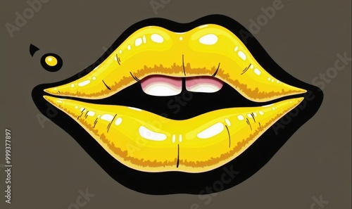 Wallpaper Mural Vibrant illustration of glossy yellow lips, perfect for beauty, fashion, and cosmetics branding. Add a pop of color and style to your creative projects. Torontodigital.ca