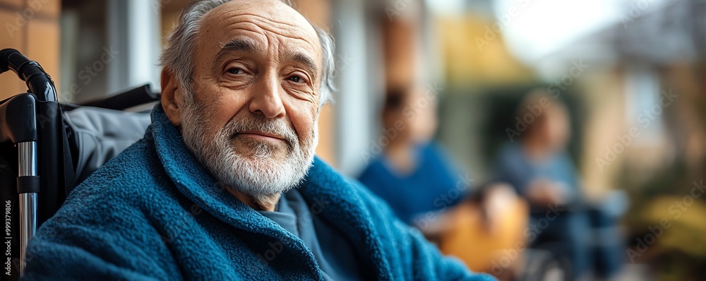 Elderly man in a wheelchair receiving help from nurse and caregiver, senior care and disability support in a retirement home, focus on assistance Elderly man in a wheelchair receiving help from nurse and caregiver, senior care and disability support in a retirement home, focus on assistance