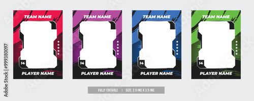 sports trading card, player photo frame template, game trading card for football, hockey and basketball, blank rectangle for photo frame, template eps 10.	