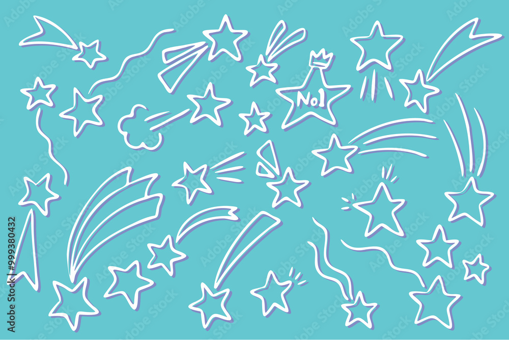 A set of illustrations of many stars drawn hand free A set of illustrations of many stars drawn hand free