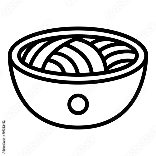 Noodle Bowl Icon Outline Style. Simple Food Vector Illustration.