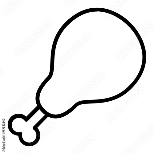 Drumstick Chicken Icon Outline Style. Simple Food Vector Illustration.