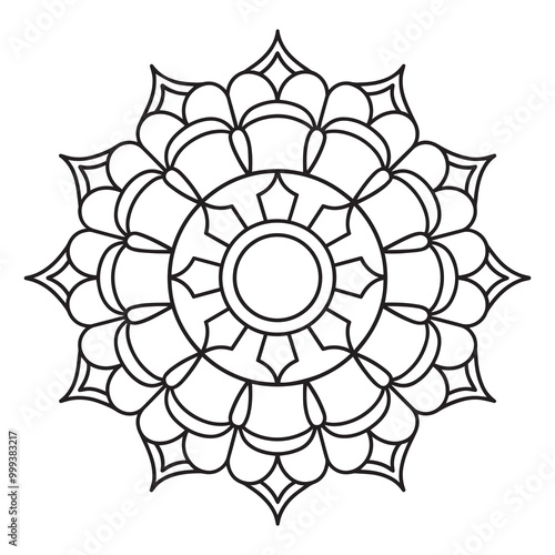 Minimal Mandala with Simple Geometric Shapes Vector Silhouette