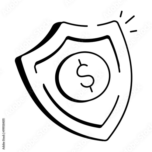 A sketchy icon of insurance shield 

