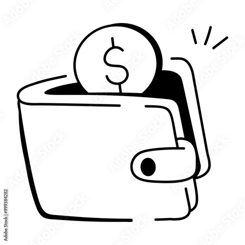 A doodle style icon of money wallet 

