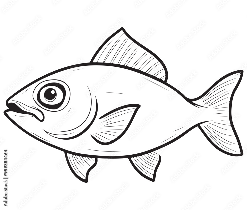 Illustration of a fish, Outline cod fish, Vector fish Illustration of a fish, Outline cod fish, Vector fish