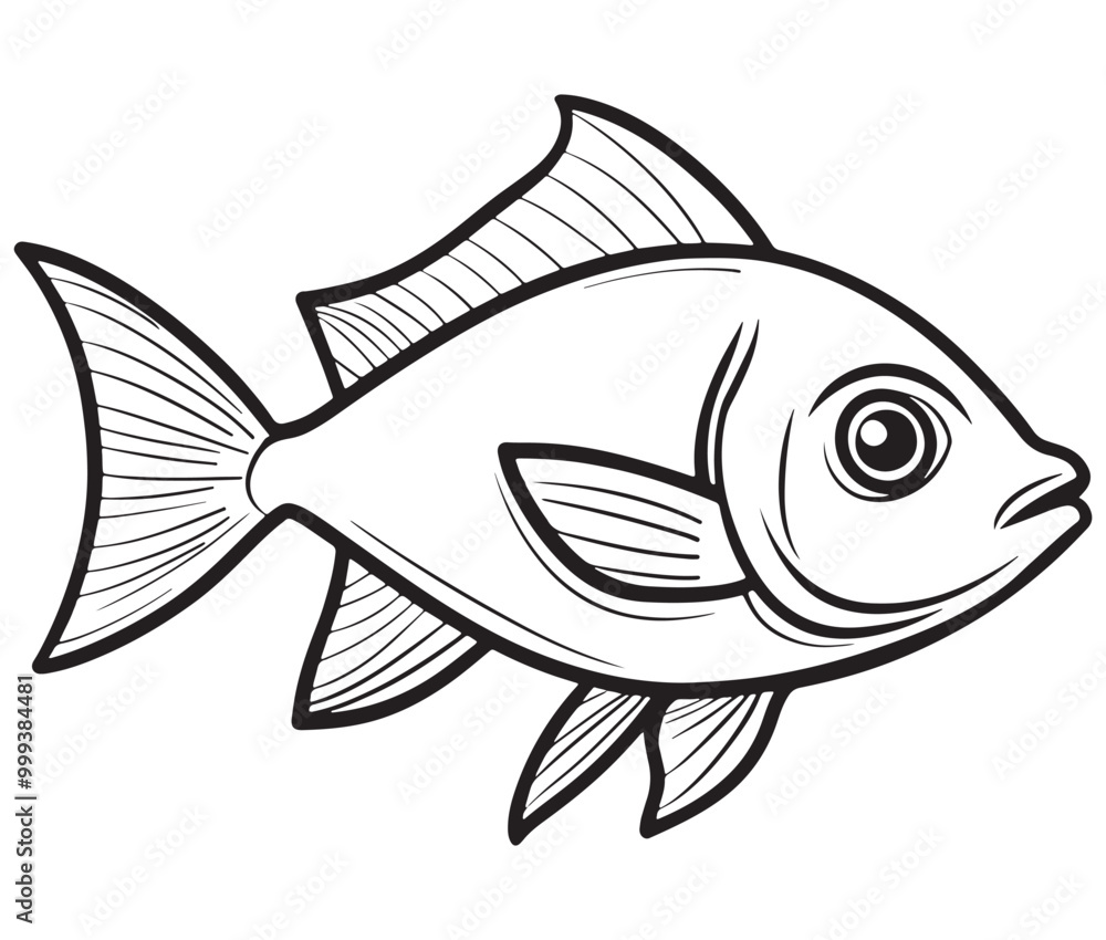 Illustration of a fish, Outline cod fish, Vector fish Illustration of a fish, Outline cod fish, Vector fish