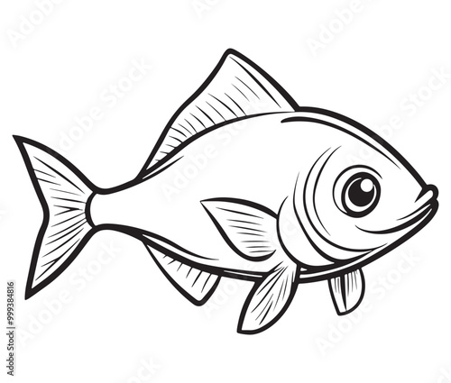 Illustration of a fish, Outline cod fish, Vector fish