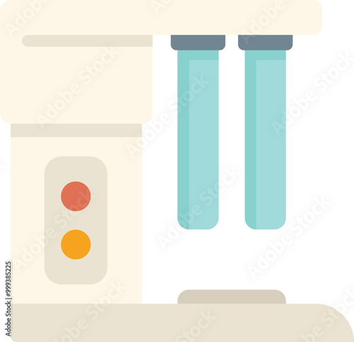 Illustration of a water purifier system cleaning tap water with a flat design