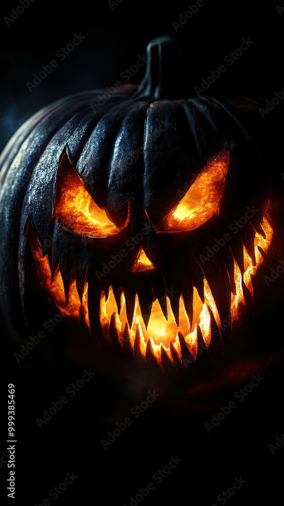Fototapeta premium Halloween Horror Pumpkin with Fangs