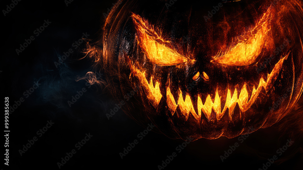 Fototapeta premium Dark Halloween Pumpkin with Sharp Teeth
