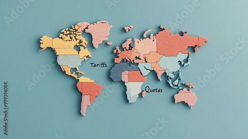 A colorful puzzle piece map of the world, highlighting regions with labels for 