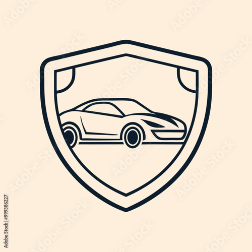 Car inside shield vector illustration