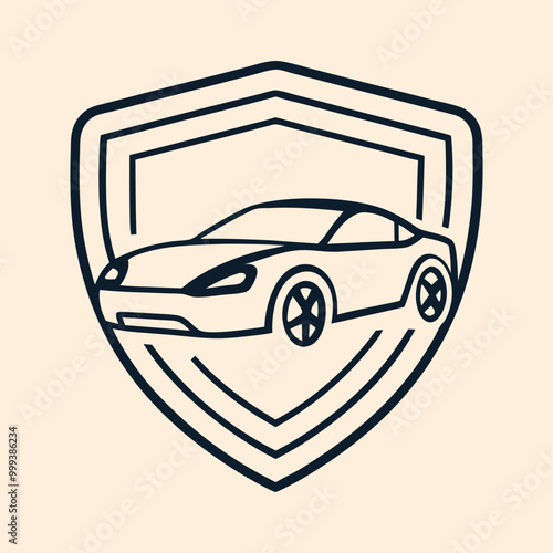 Car inside shield vector illustration