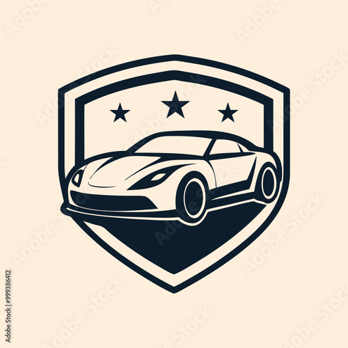 Car inside shield vector illustration