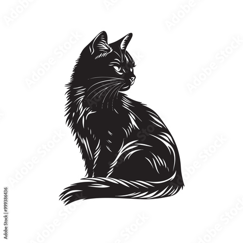 Walking Cat vector icon. Cat silhouette symbol. Linear style sign for mobile concept and web design. House animals symbol logo illustration