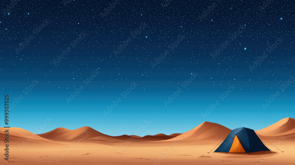 serene desert landscape at dusk features soft sand dunes under starry sky, with solitary tent adding sense of adventure and tranquility to scene serene desert landscape at dusk features soft sand dunes under starry sky, with solitary tent adding sense of adventure and tranquility to scene