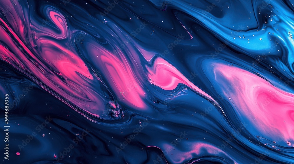 Obraz premium Abstract Swirling Pattern of Blue and Pink Paint