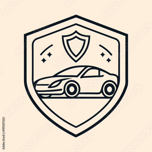 Car inside shield vector illustration