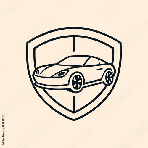 Car inside shield vector illustration