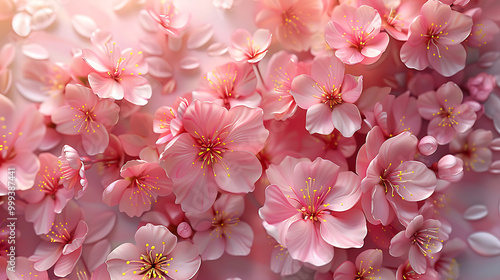 Beautiful Pink Cherry Blossoms in Soft Background
