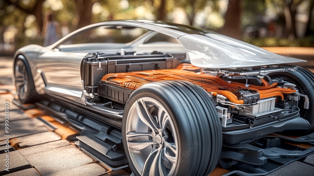 close-up of a cutting-edge electric vehicle's chassis close-up of a cutting-edge electric vehicle's chassis