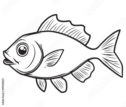 Illustration of a fish, Outline cod fish, Vector fish