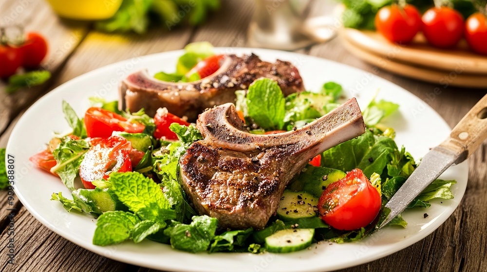 lamb chops with mint and summer salad a ketogenic diet meal lamb chops with mint and summer salad a ketogenic diet meal