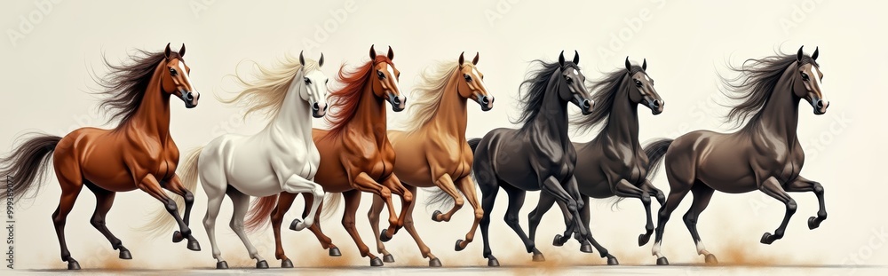 A dynamic lineup of galloping horses showcases grace and power, perfect for equestrian-themed projects, branding, and animal-related content. A dynamic lineup of galloping horses showcases grace and power, perfect for equestrian-themed projects, branding, and animal-related content.