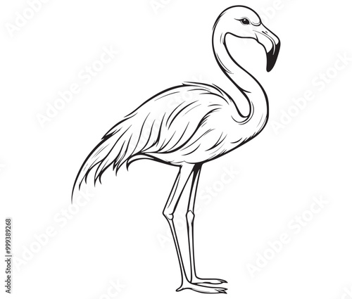 Illustration of a flamingo, Flamingo vector, Outline of a flamingo