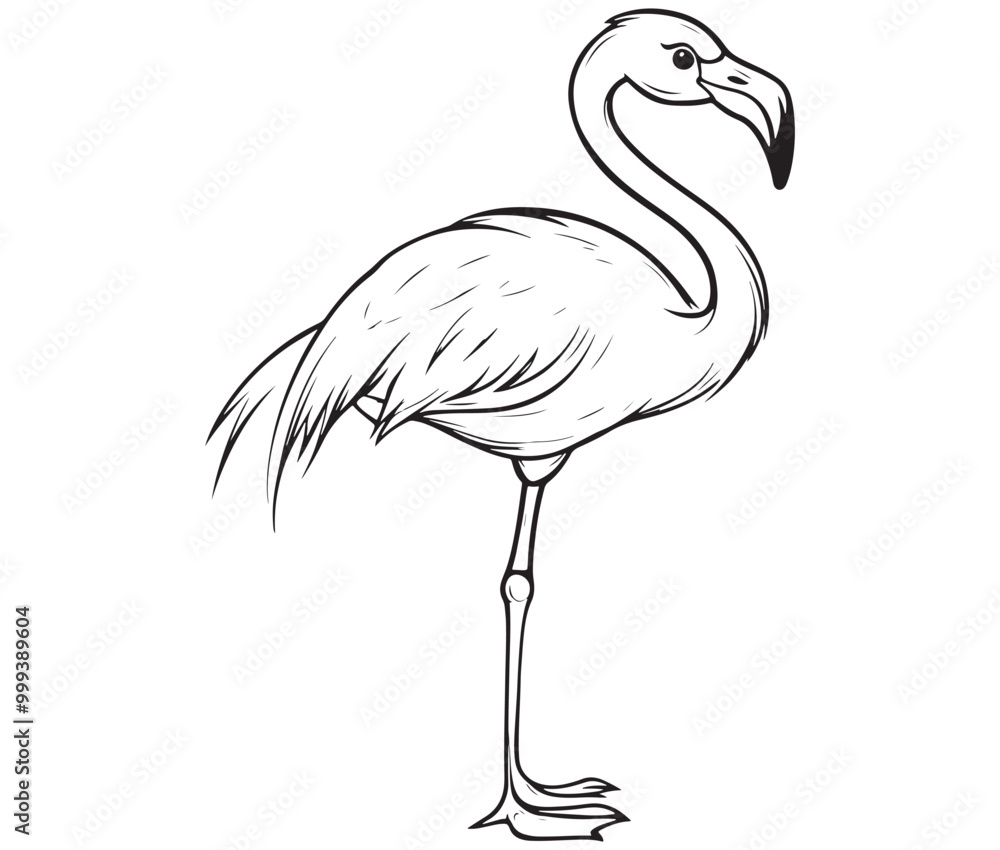 Obraz premium Illustration of a flamingo, Flamingo vector, Outline of a flamingo