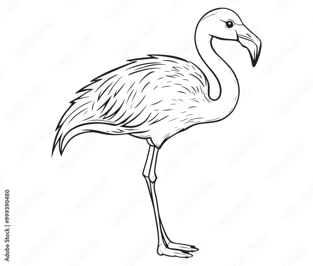 Fototapeta premium Illustration of a flamingo, Flamingo vector, Outline of a flamingo