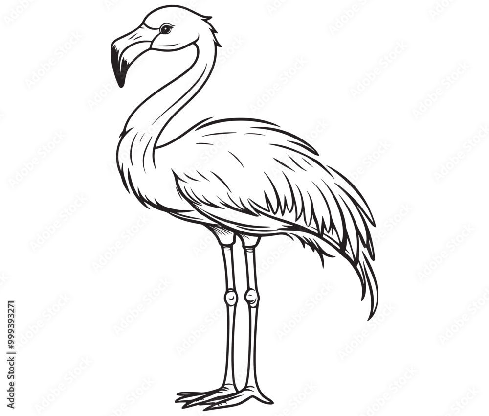 Obraz premium Illustration of a flamingo, Flamingo vector, Outline of a flamingo