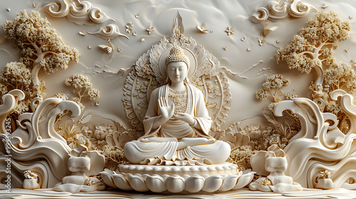 Serene Buddha Sculpture in Elegant Natural Setting