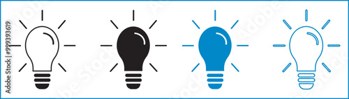 Lamp line icon light bulb icon set. Idea lamp icon collection. Flat style  stock vector on white background
