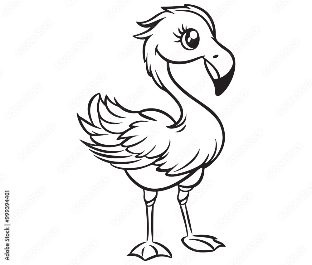Fototapeta premium Illustration of a flamingo, Flamingo vector, Outline of a flamingo