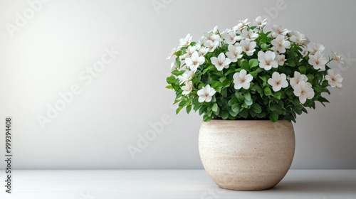 Wallpaper Mural A decorative potted plant with white flowers on a minimalist surface. Torontodigital.ca