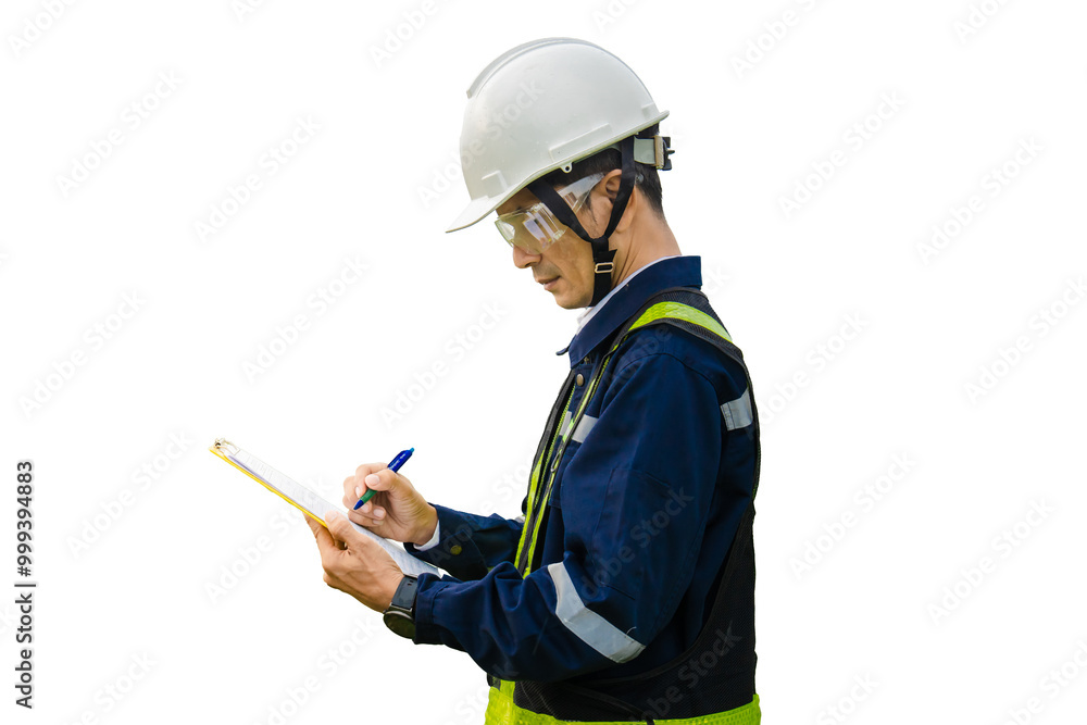 Male architect or engineer on location in front of oil refinery or factory.
Male architect or engineer on location in front of oil refinery or factory.