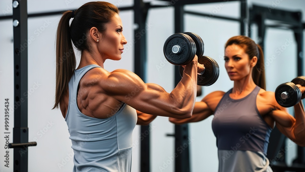 women exercising with dumbbells with good body women exercising with dumbbells with good body