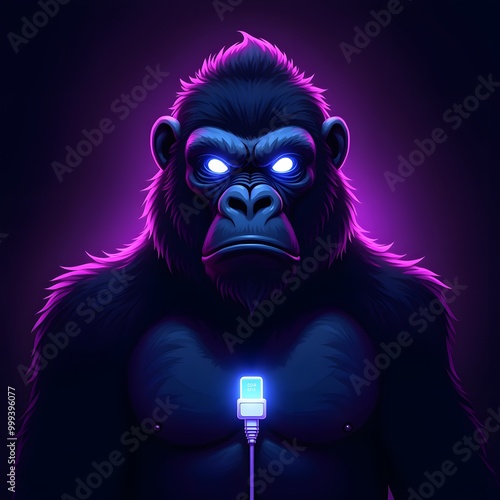 Gorilla in Neon Lights