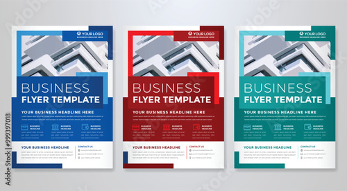 set of business flyer template with minimalist layout and modern style 