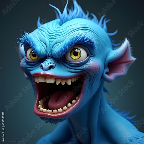 3D Rendered Blue Creature