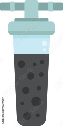 Water filter cartridge with activated charcoal is purifying drinking water, making it safe and clean for consumption