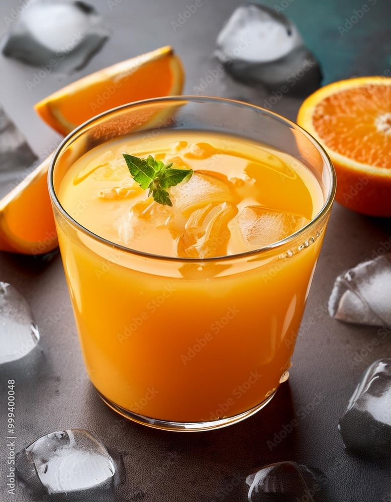 Freshly Squeezed Orange Juice with Citrus Zest and Ice Cubes Freshly Squeezed Orange Juice with Citrus Zest and Ice Cubes