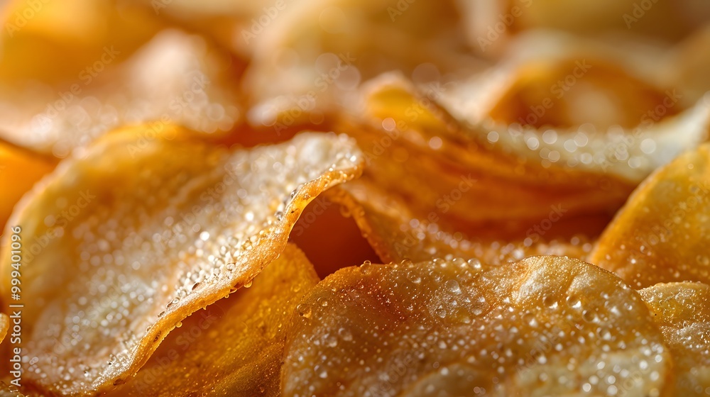 Close-up of crispy potato chips texture Close-up of crispy potato chips texture